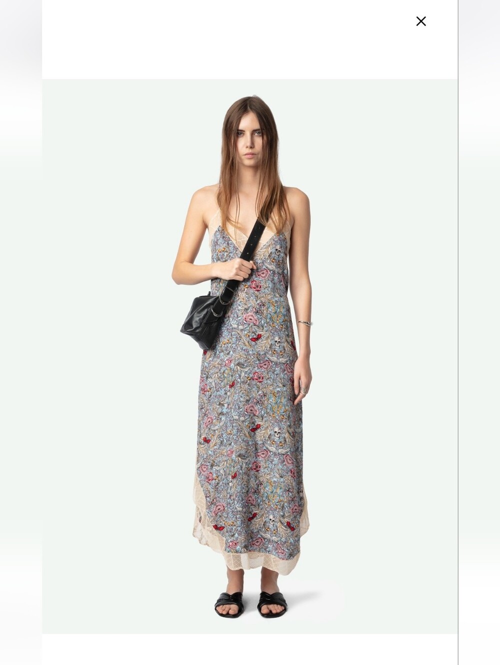 NWT Zadig & Voltaire Ristyl Printed Lace Trim Slip Maxi Dress Multi Color XS - Picture 3 of 14